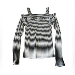 Aeropostale Ribbed Striped Off-Shoulder Tee